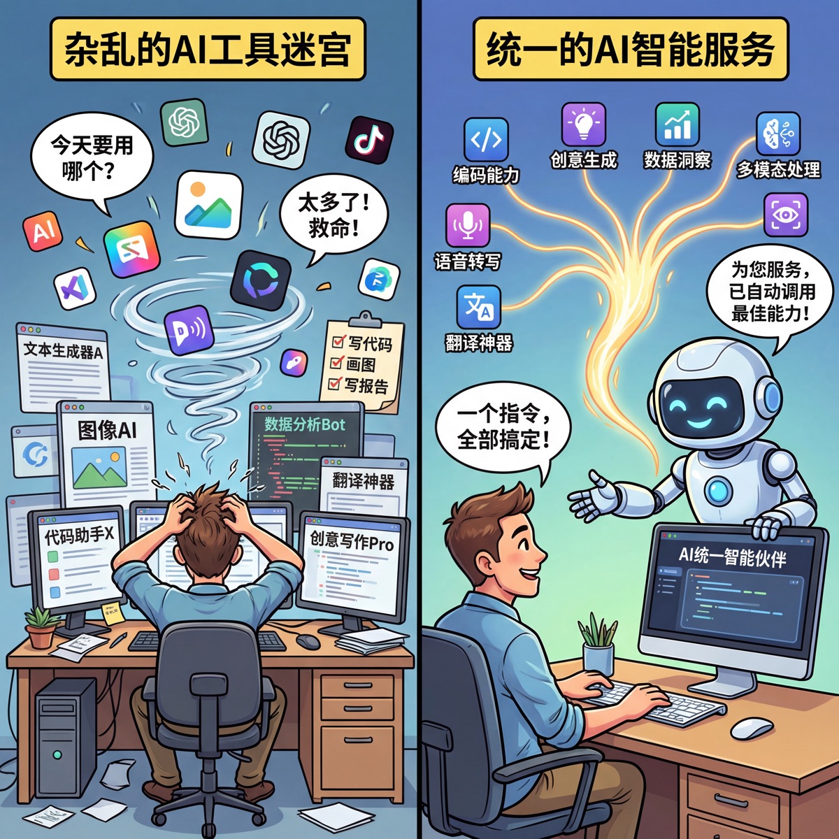 多个AI工具 vs 统一AI平台