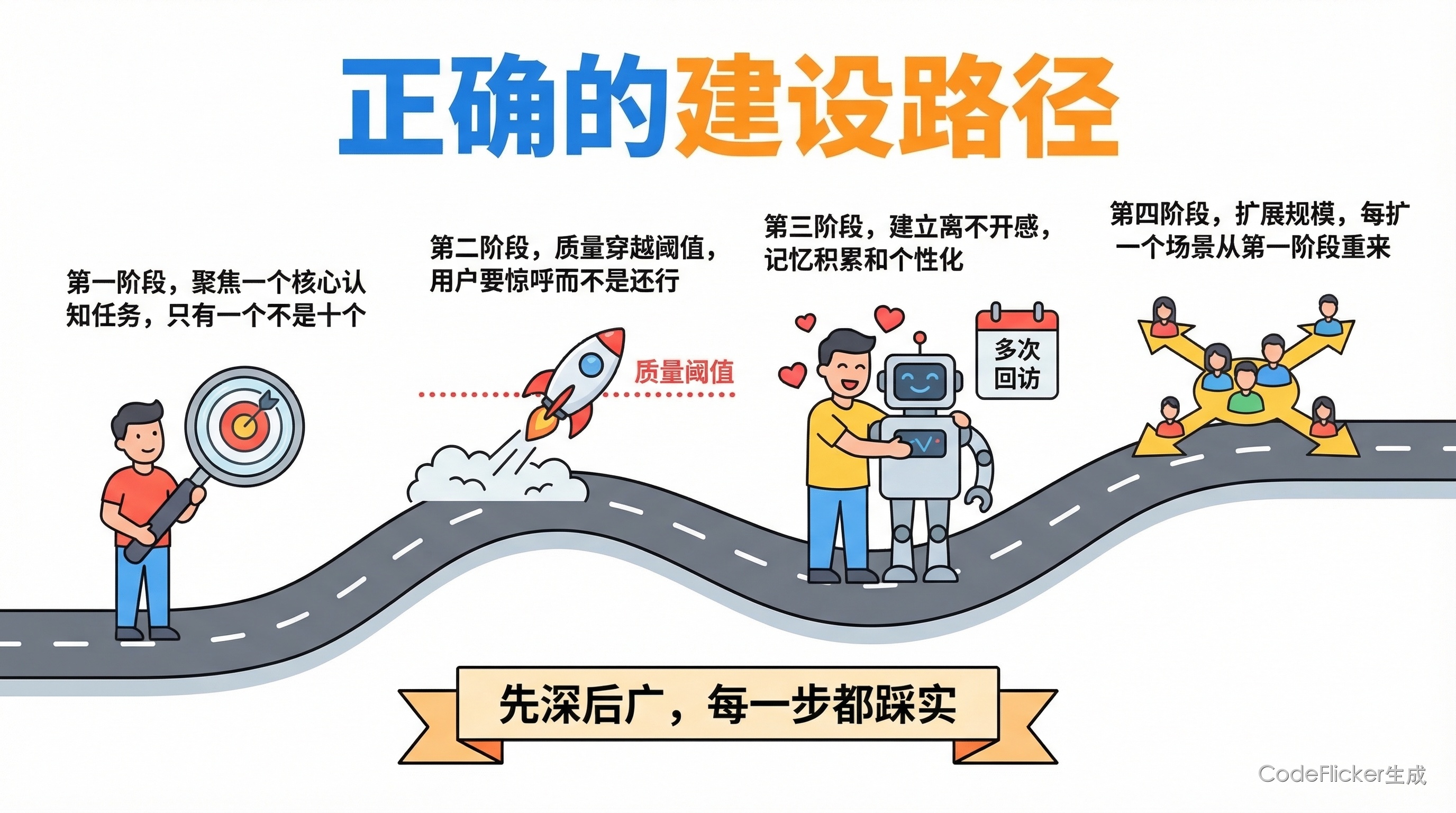 四阶段建设路径：从聚焦到扩展